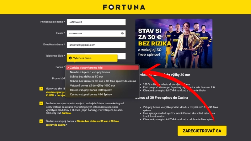 Fortuna promo kód