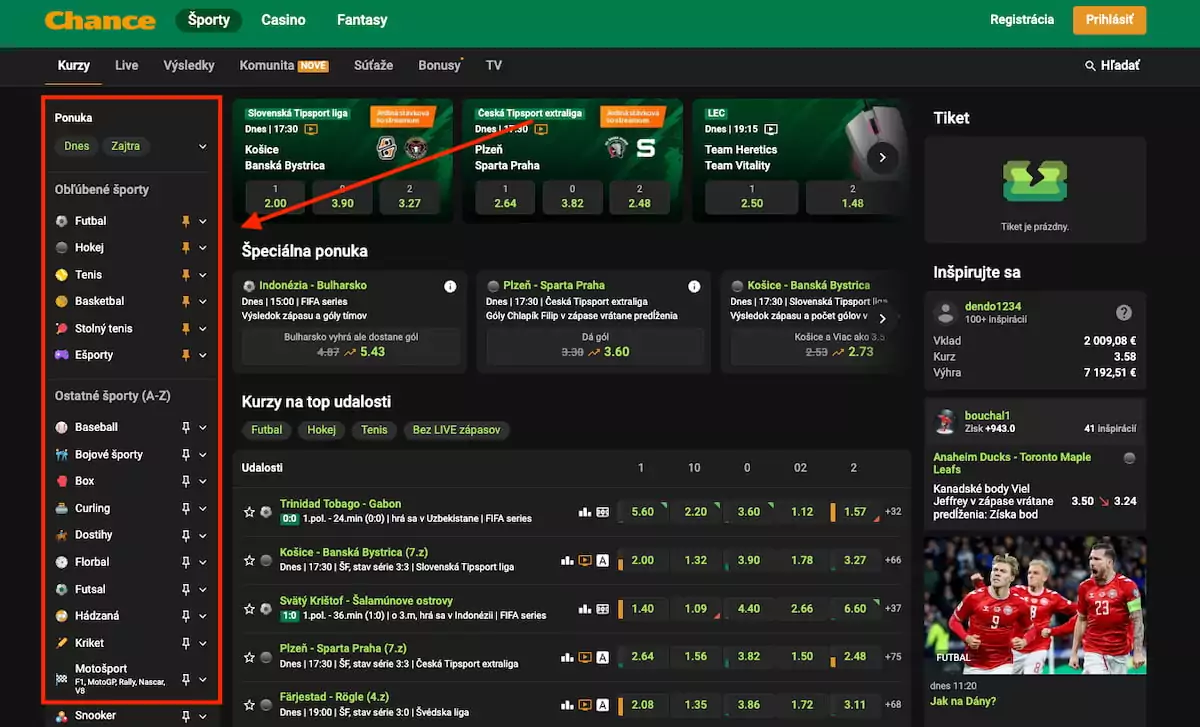 Chance športové stávkovanie