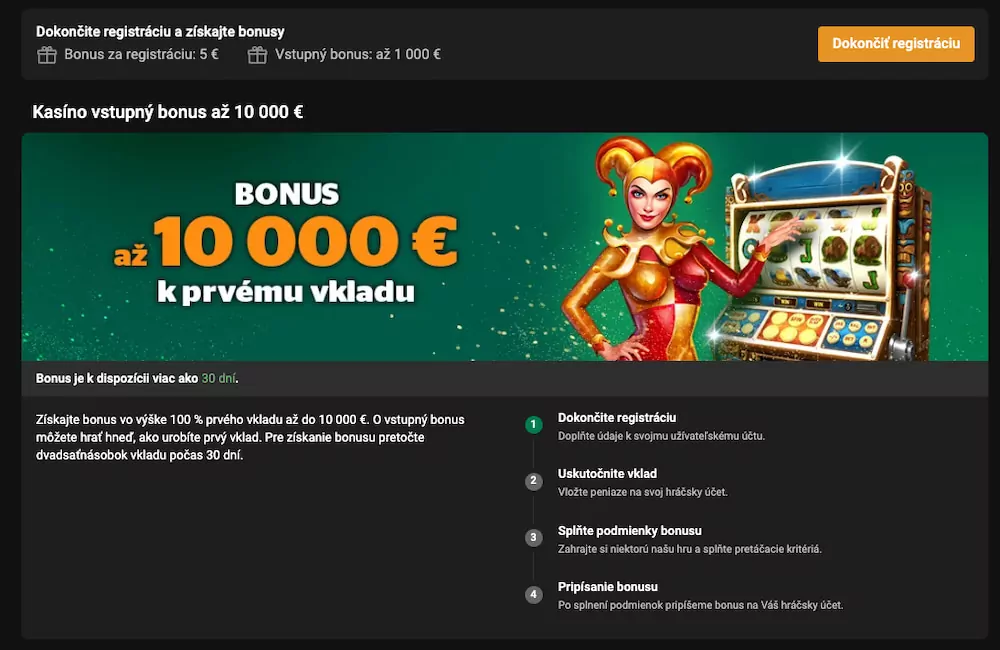Chance vstupný bonus do kasína