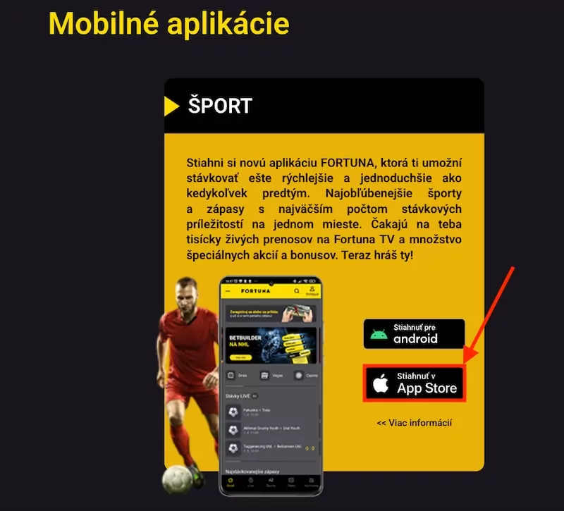 Fortuna aplikácia IOS