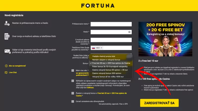Fortuna promo kód