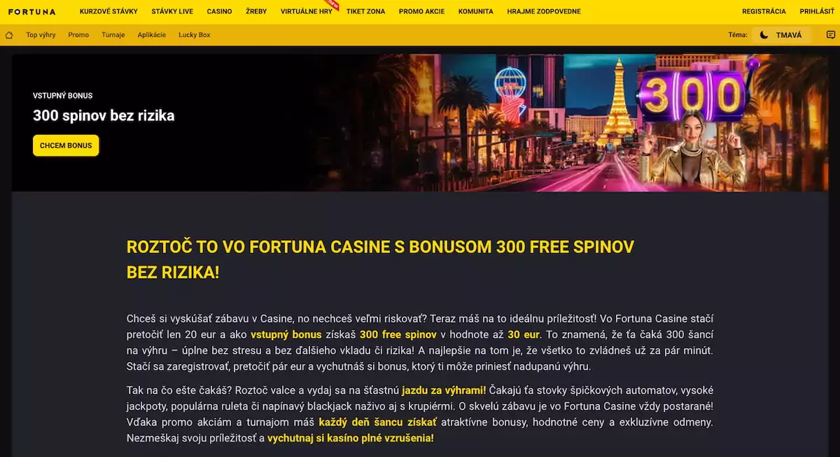 Fortuna sk casino 300 spinov
