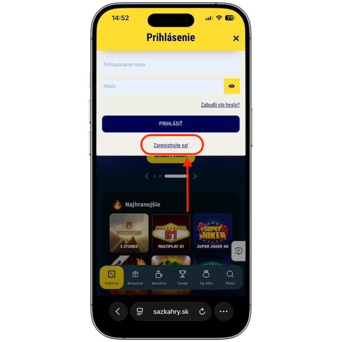 Kliknite na tlačidlo Vytvoriť učet