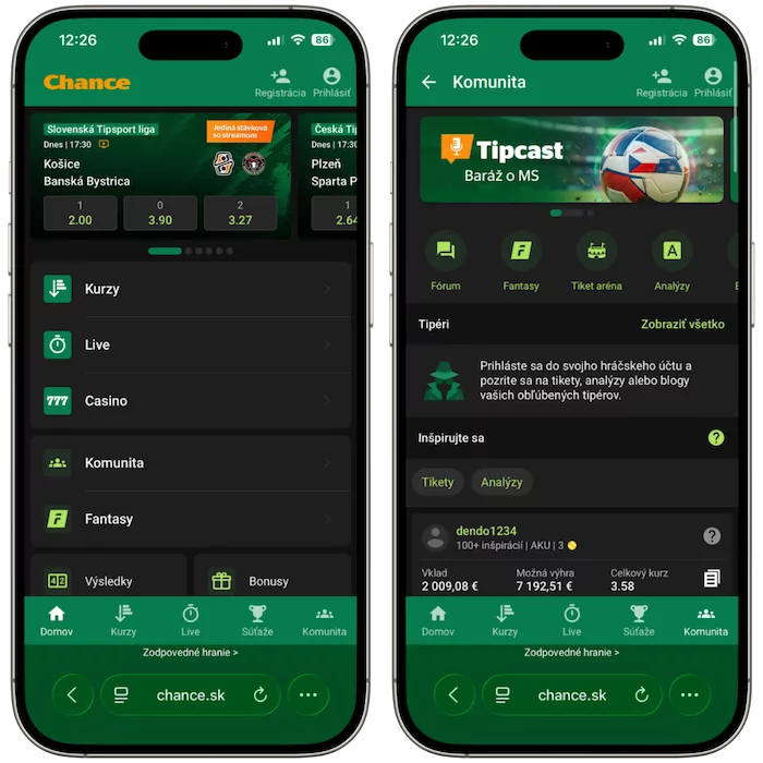 Mobilná aplikácia Chance