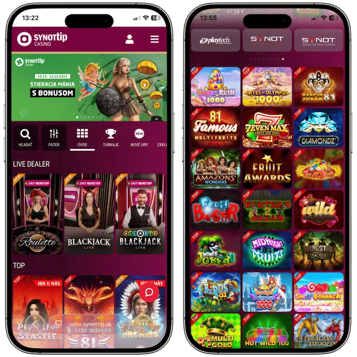 Synottip casino aplikácia