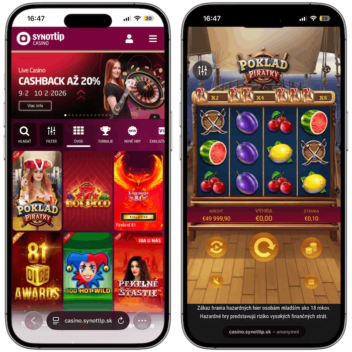 Synottip casino v mobile