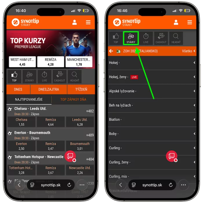 Synottip kurzové stávky