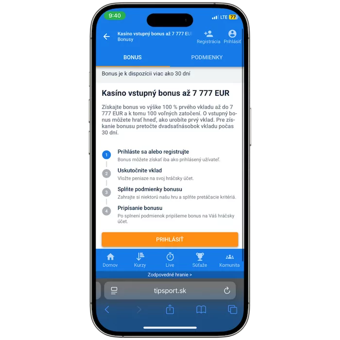 Tipsport bonus za vklad