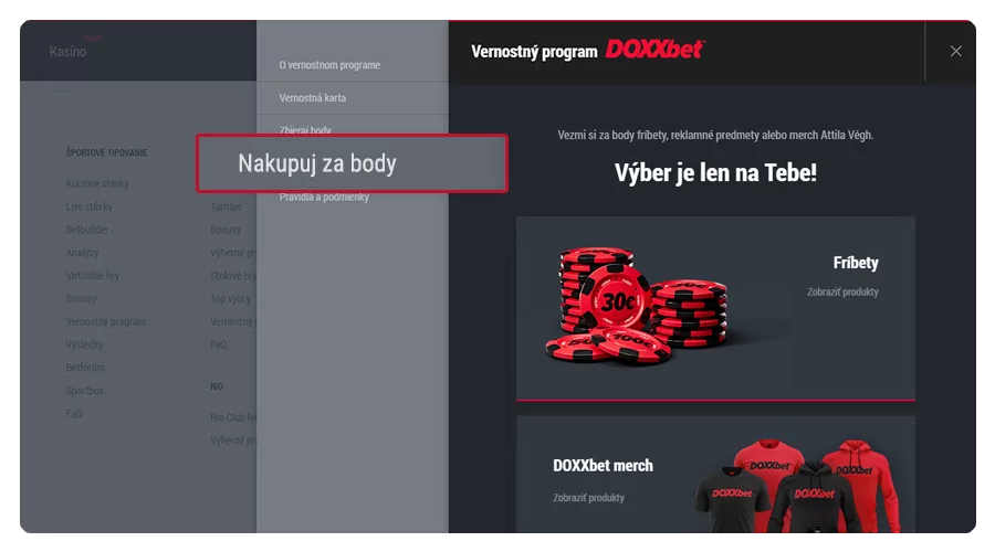 Využitie benefit bodov