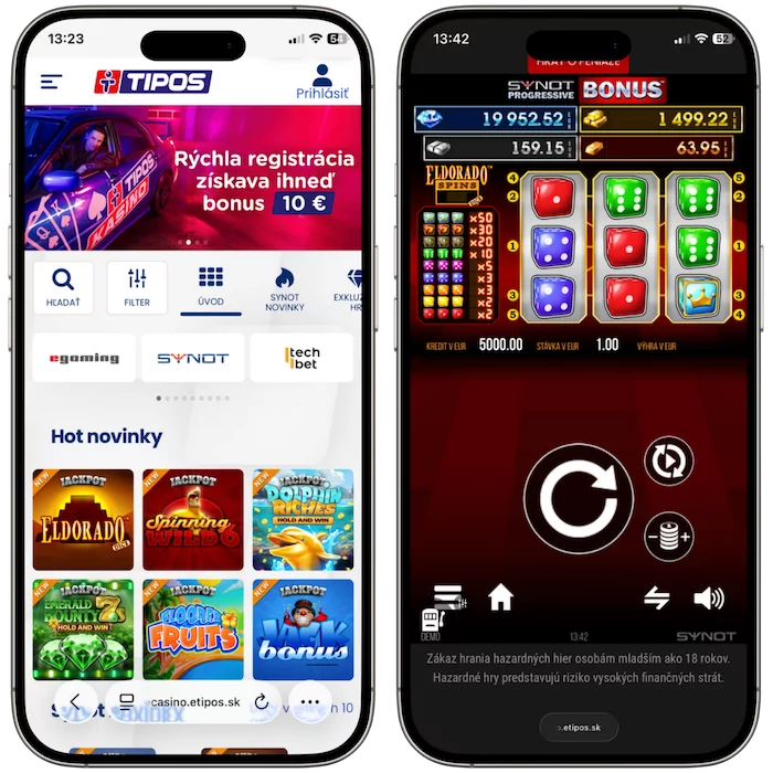 eTipos casino aplikácia