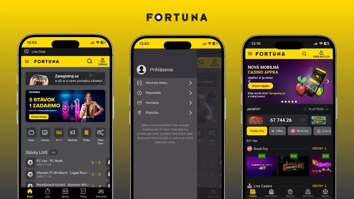 Fortuna mobilná aplikácia