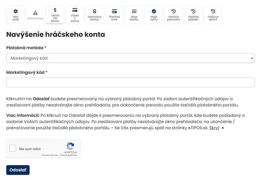 eTipos marketingový kód